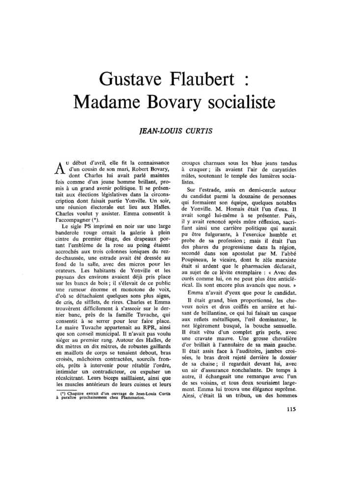 Gustave Flaubert : Madame Bovary socialiste
 – page 1