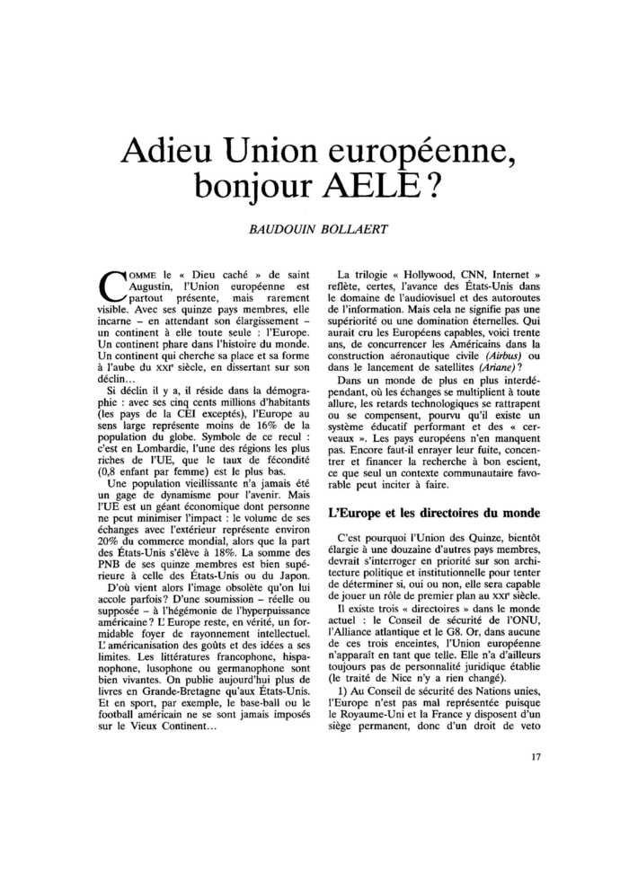 Adieu Union européenne, bonjour AELE ?
 – page 1