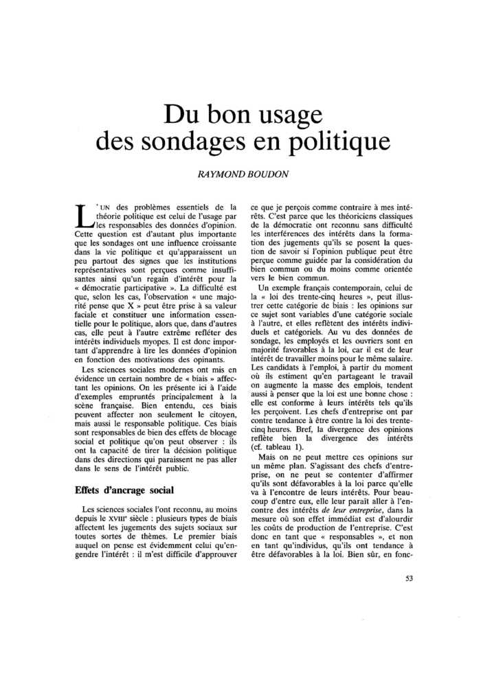 Du bon usage des sondages en politique
 – page 1