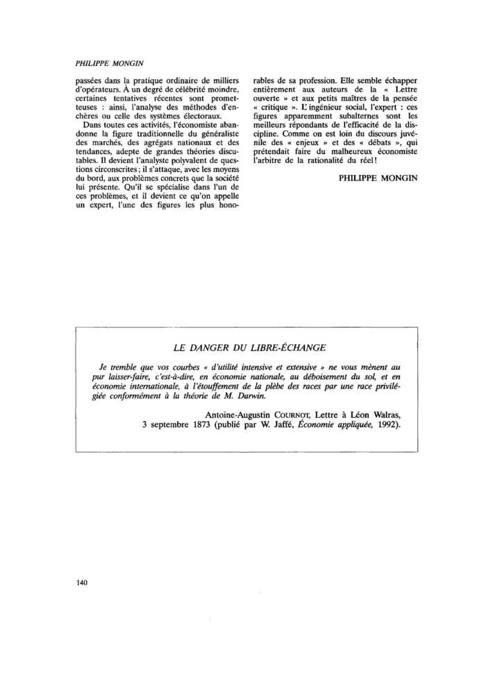 LE DANGER DU LIBRE-ÉCHANGE
 – page 1