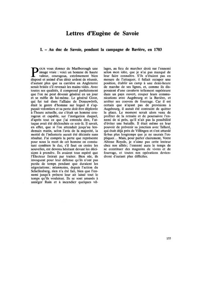 Lettres d’Eugène de Savoie
 – page 1