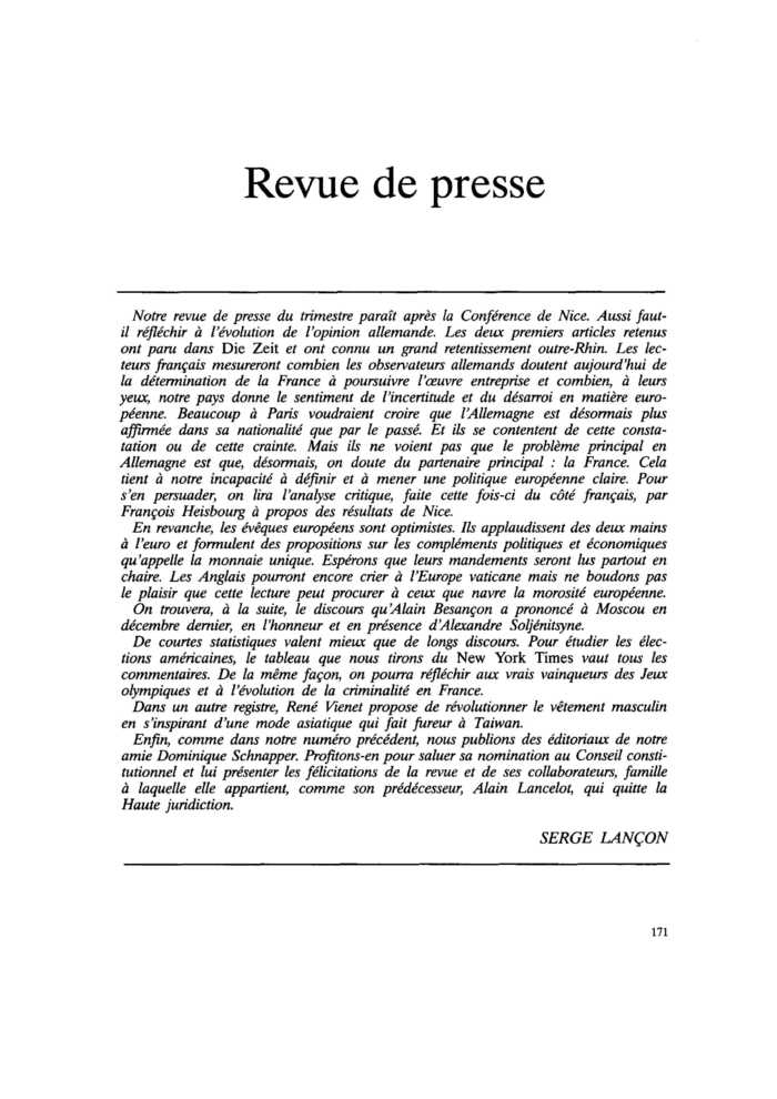 Revue de presse
 – page 1
