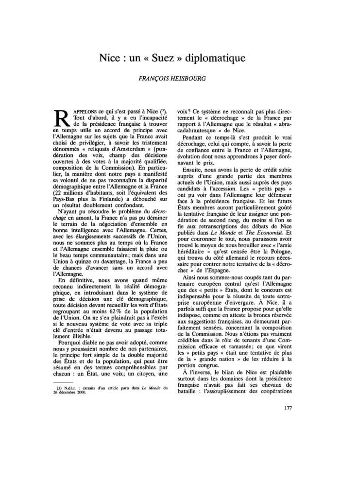 Nice : un « Suez » diplomatique
 – page 1