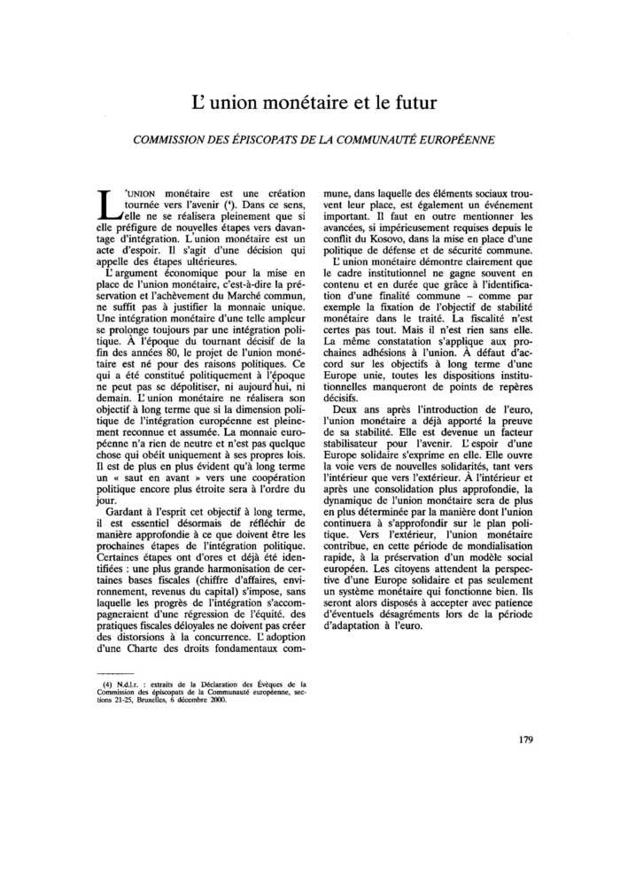 L’union monétaire et le futur
 – page 1