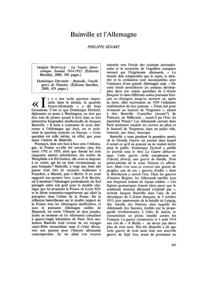 Bainville et l’Allemagne
 – page 1