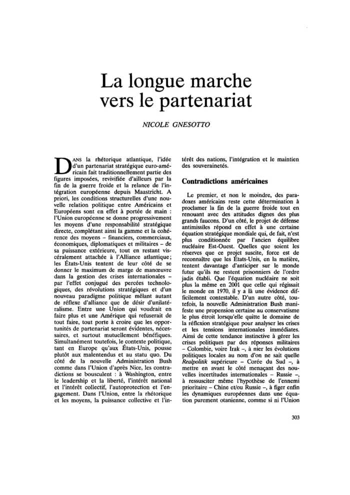 La longue marche vers le partenariat
 – page 1