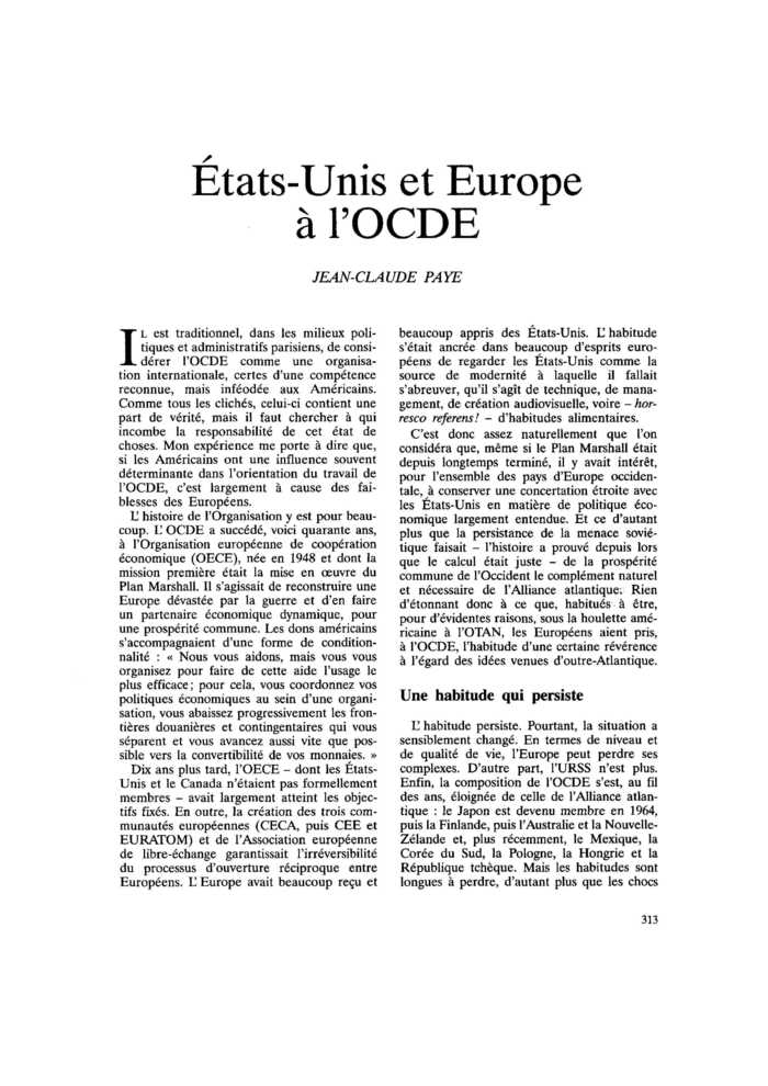 États-Unis et Europe à l’OCDE
 – page 1