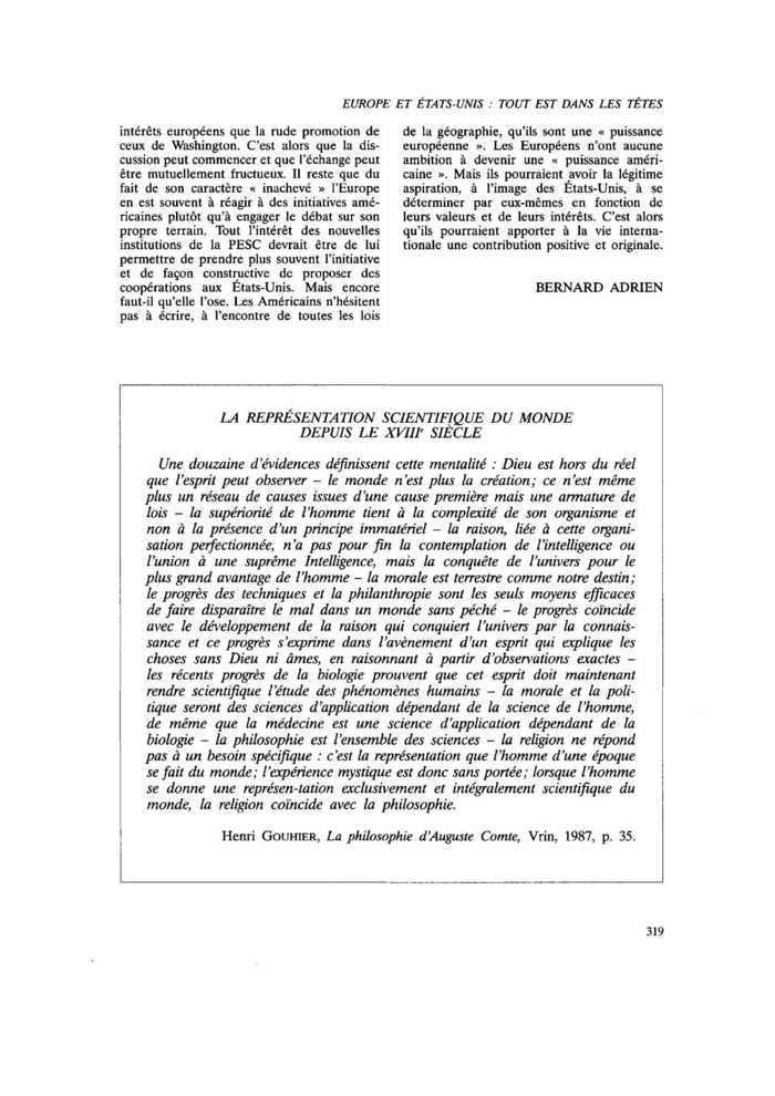 LA REPRÉSENTATION SCIENTIFIQUE DU MONDE DEPUIS LE XVIIIe SIÈCLE
 – page 1