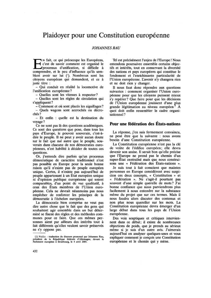 Plaidoyer pour une Constitution européenne
 – page 1