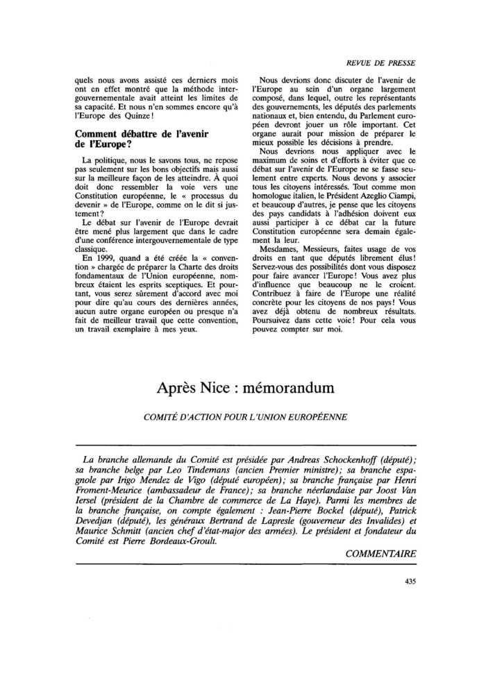 Après Nice : mémorandum
 – page 1