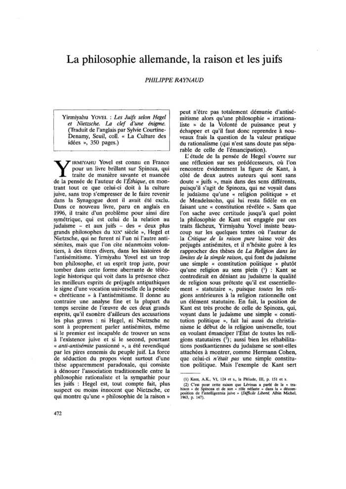 La philosophie allemande, la raison et les juifs
 – page 1