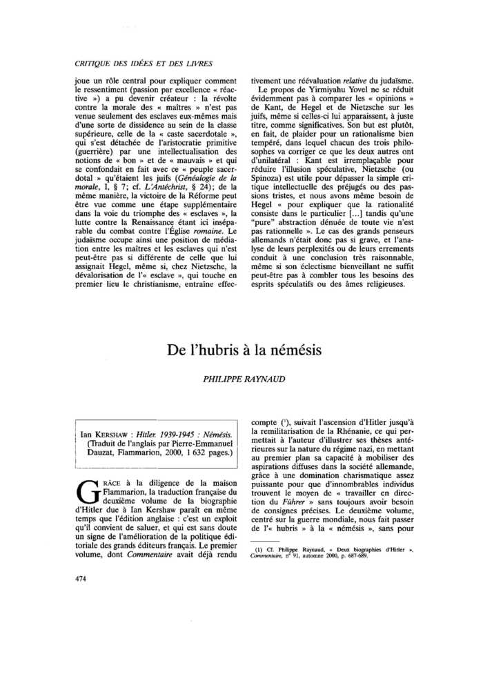 De l’hubris à la némésis
 – page 1