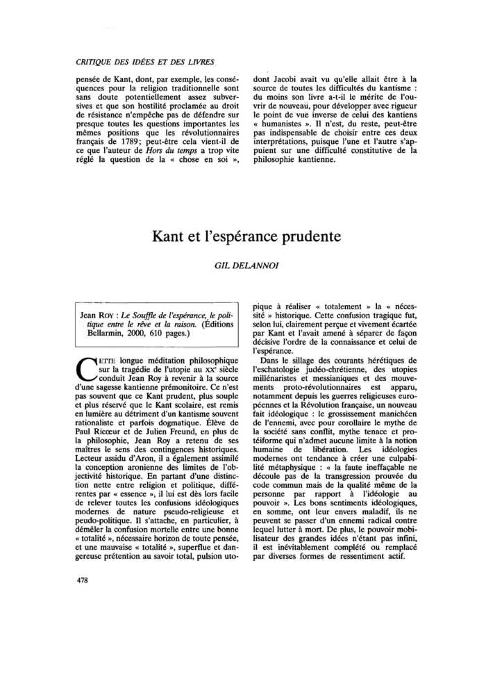 Kant et l’espérance prudente
 – page 1