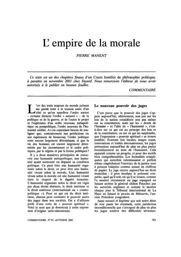 L’empire de la morale
 – page 1