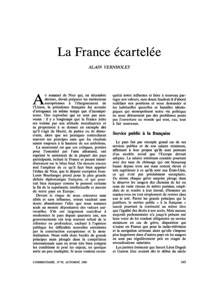 La France écartelée
 – page 1
