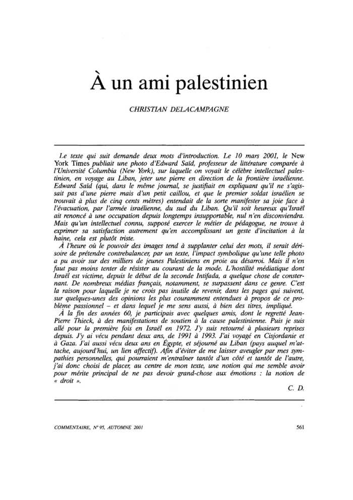 À un ami palestinien
 – page 1