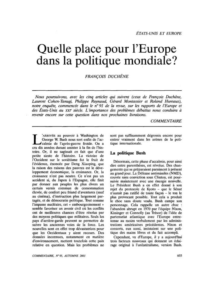 Quelle place pour l’Europe dans la politique mondiale ?
 – page 1