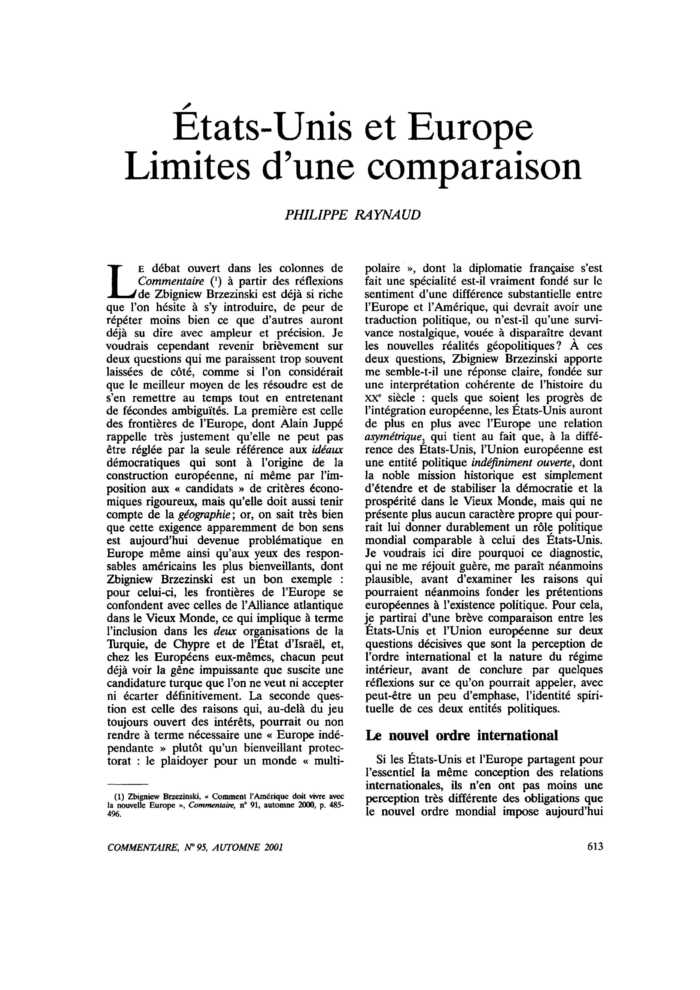 États-Unis et Europe. Limites d’une comparaison
 – page 1
