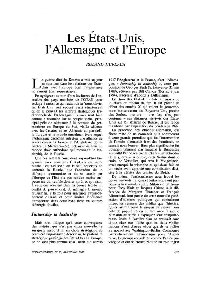 Les États-Unis, l’Allemagne et l’Europe
 – page 1