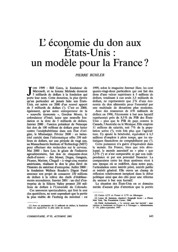 L’économie du don aux États-Unis : un modèle pour la France ?
 – page 1