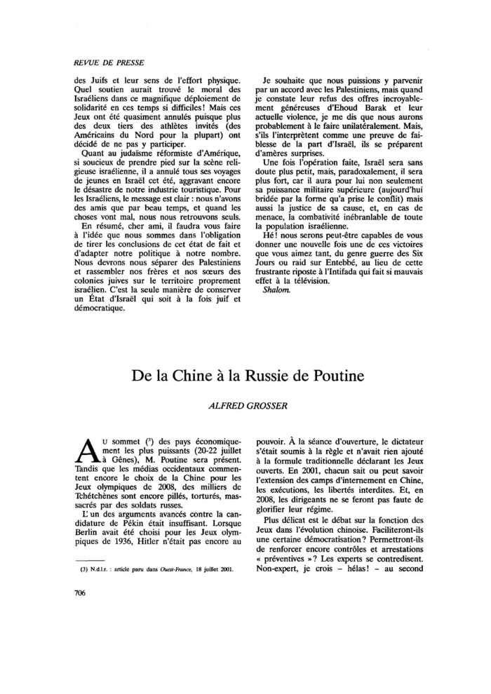 De la Chine à la Russie de Poutine
 – page 1