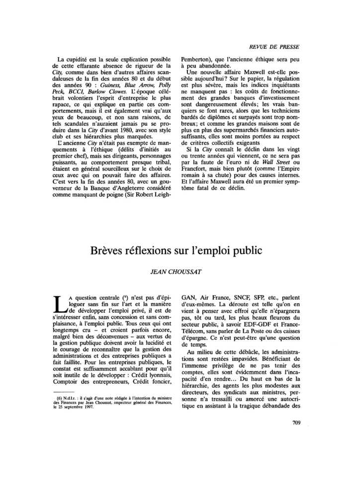 Brèves réflexions sur l’emploi public
 – page 1