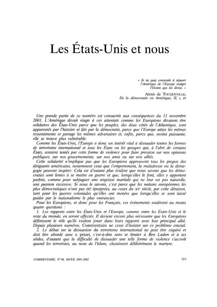 Les États-Unis et nous
 – page 1