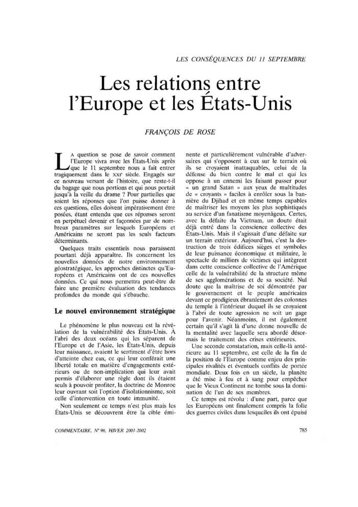 Les relations entre l’Europe et les États-Unis
 – page 1