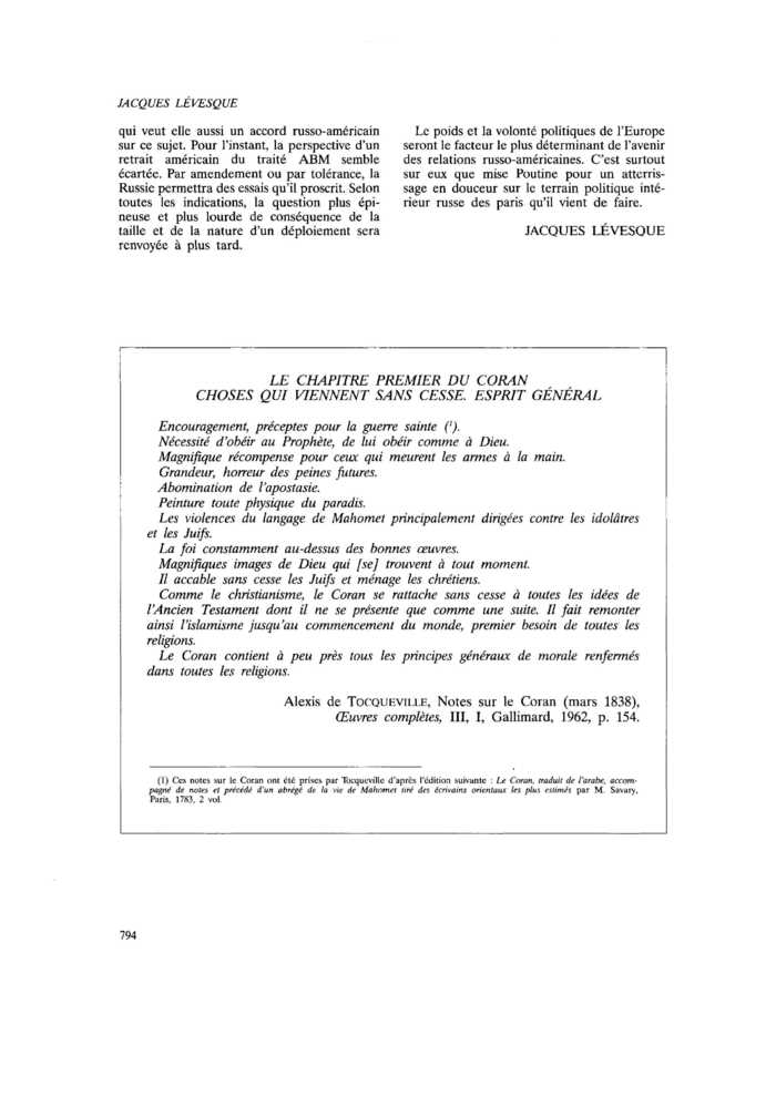 LE CHAPITRE PREMIER DU CORAN. CHOSES QUI VIENNENT SANS CESSE. ESPRIT GÉNÉRAL
 – page 1