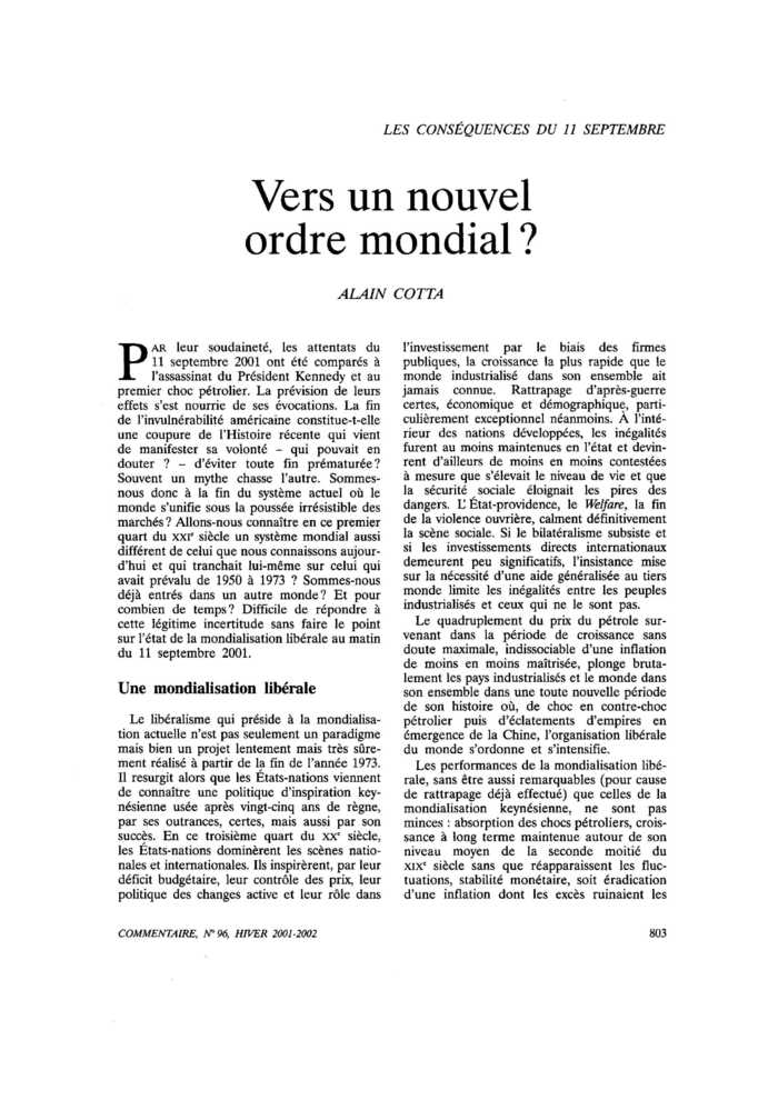 Vers un nouvel ordre mondial ?
 – page 1