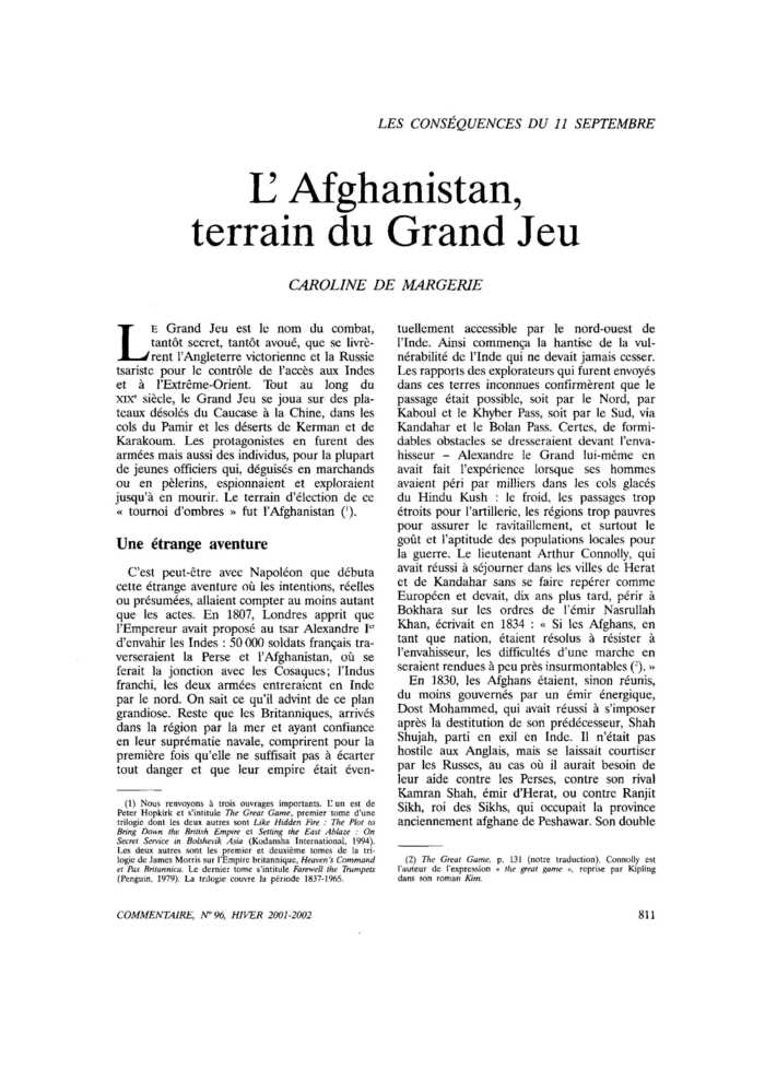 L’Afghanistan, terrain du Grand Jeu
 – page 1