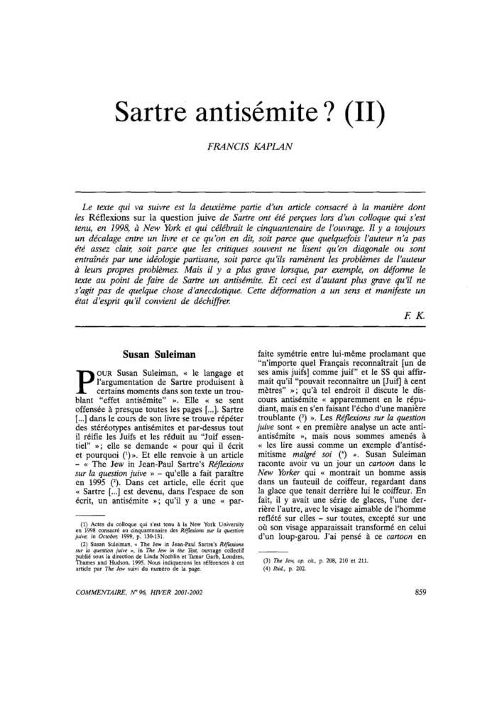 Sartre antisémite ? (II)
 – page 1