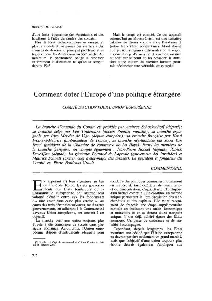 Comment doter l’Europe d’une politique étrangère
 – page 1