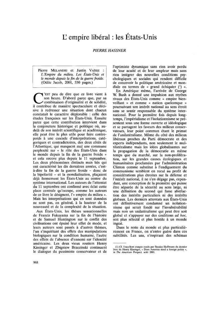 L’empire libéral : les États-Unis
 – page 1
