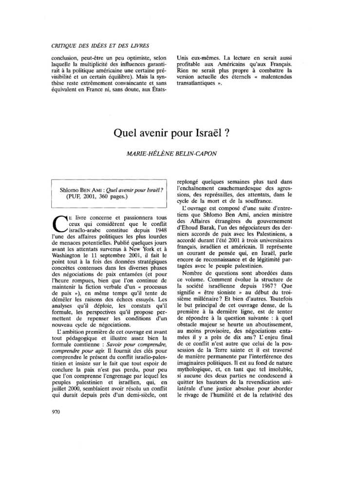 Quel avenir pour Israël ?
 – page 1