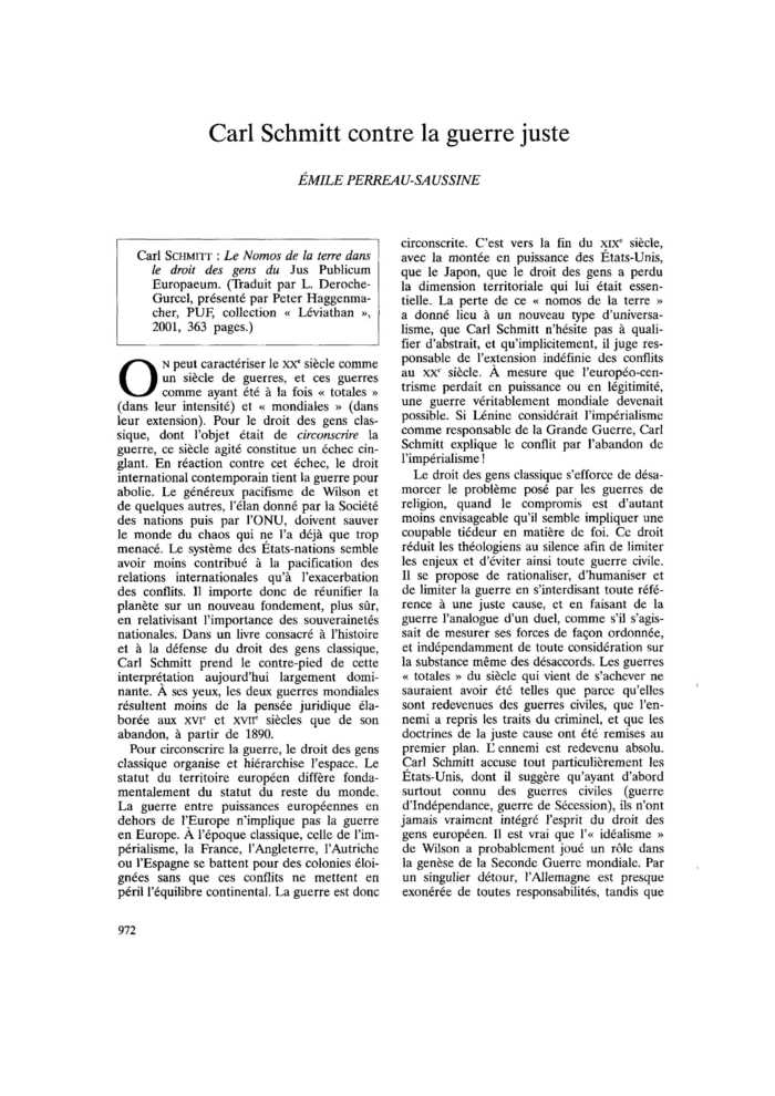 Carl Schmitt contre la guerre juste
 – page 1