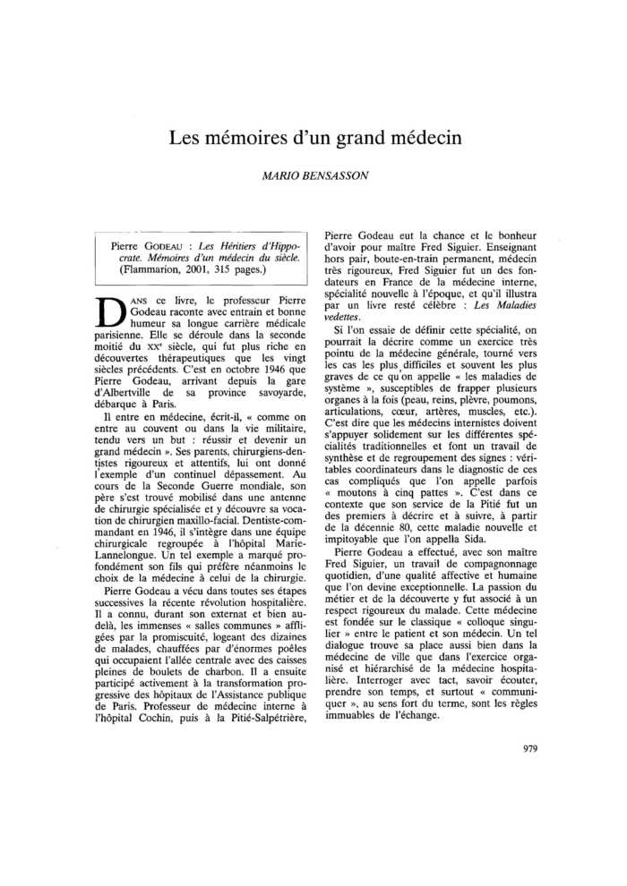 Les mémoires d’un grand médecin
 – page 1