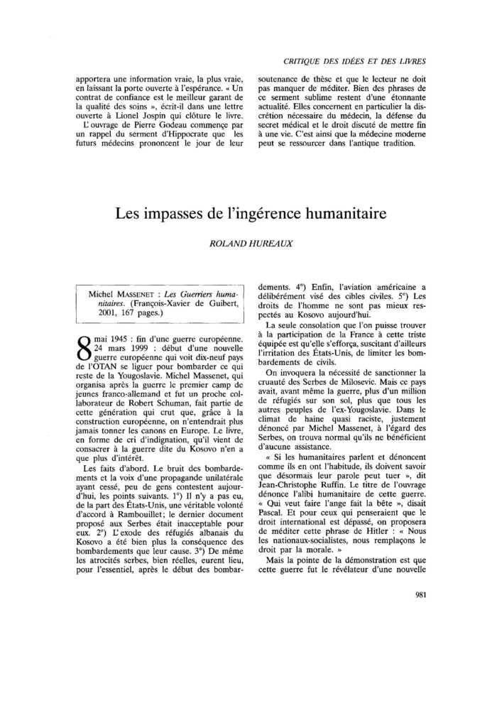 Les impasses de l’ingérence humanitaire
 – page 1