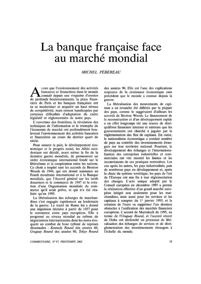 La banque française face au marché mondial
 – page 1