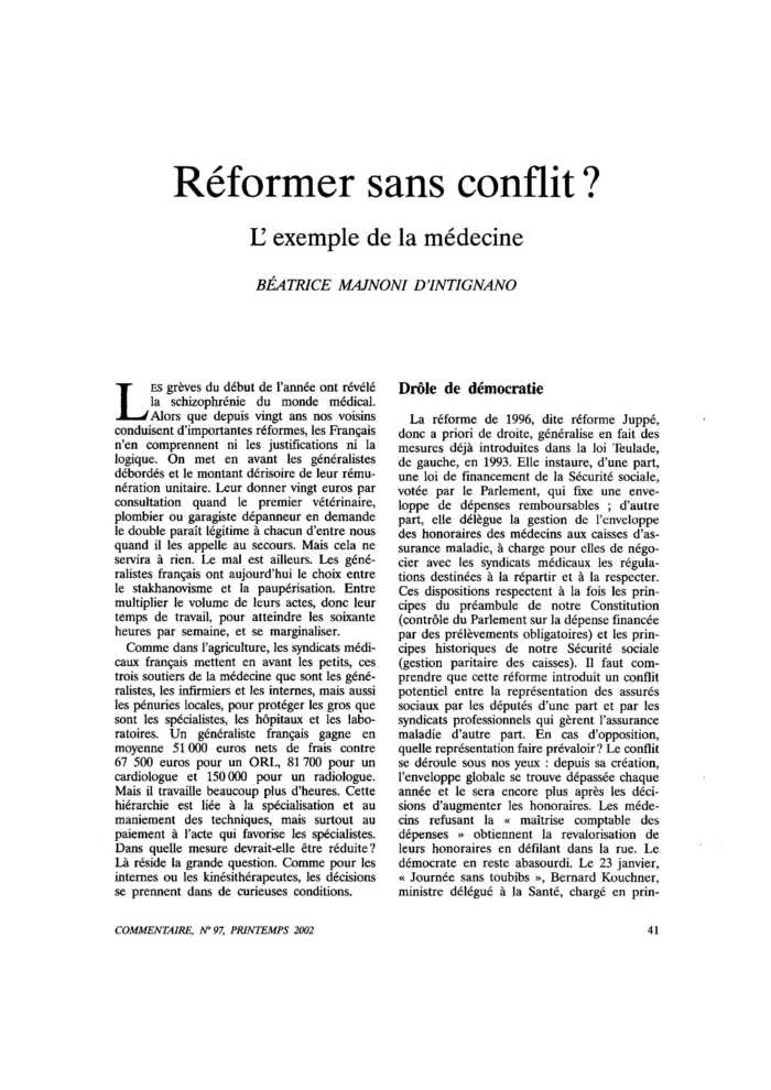 Réformer sans conflit ? L’exemple de la médecine
 – page 1