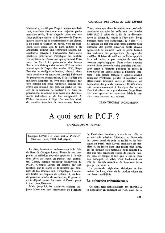 A quoi sert le P.C.F. ?
 – page 1