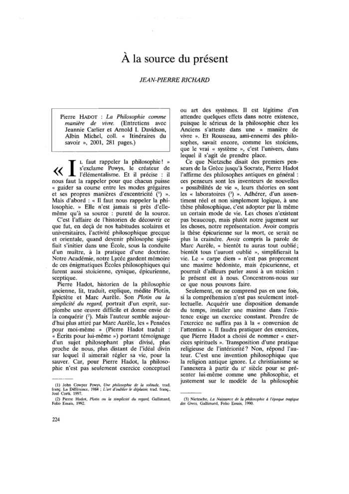 À la source du présent
 – page 1