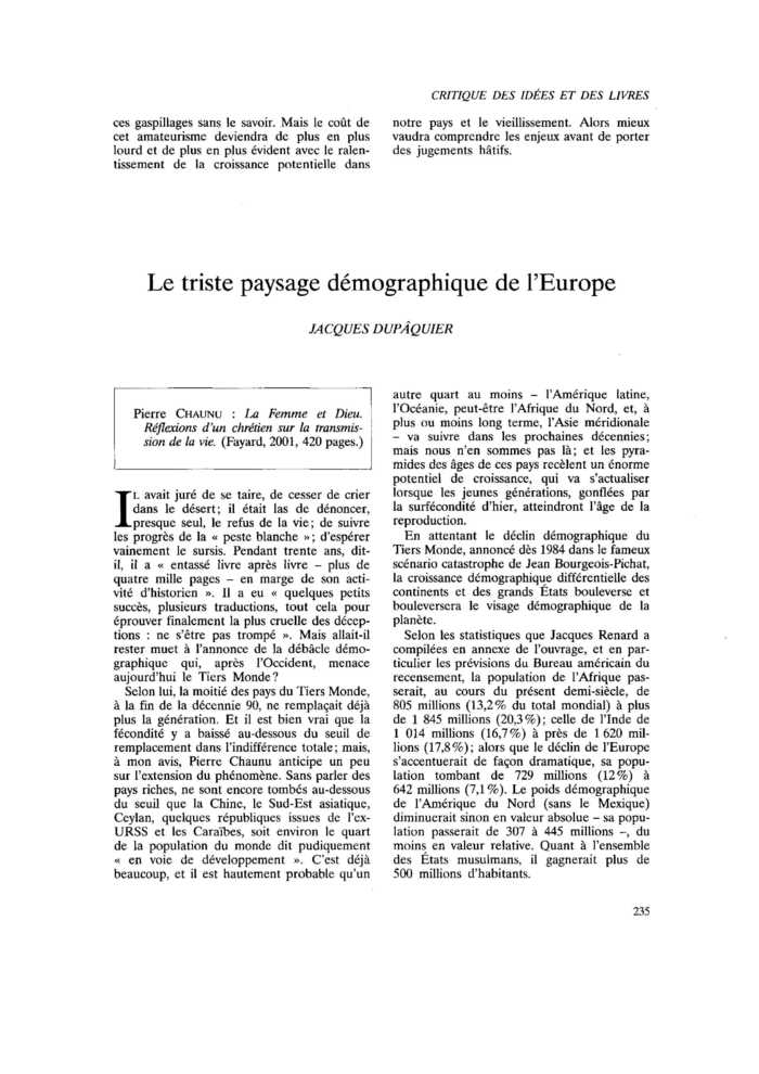 Le triste paysage démographique de l’Europe
 – page 1