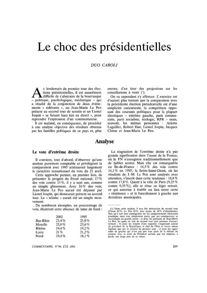 Le choc des présidentielles
 – page 1