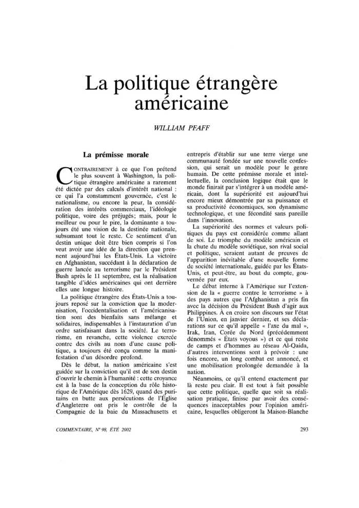 La politique étrangère américaine
 – page 1