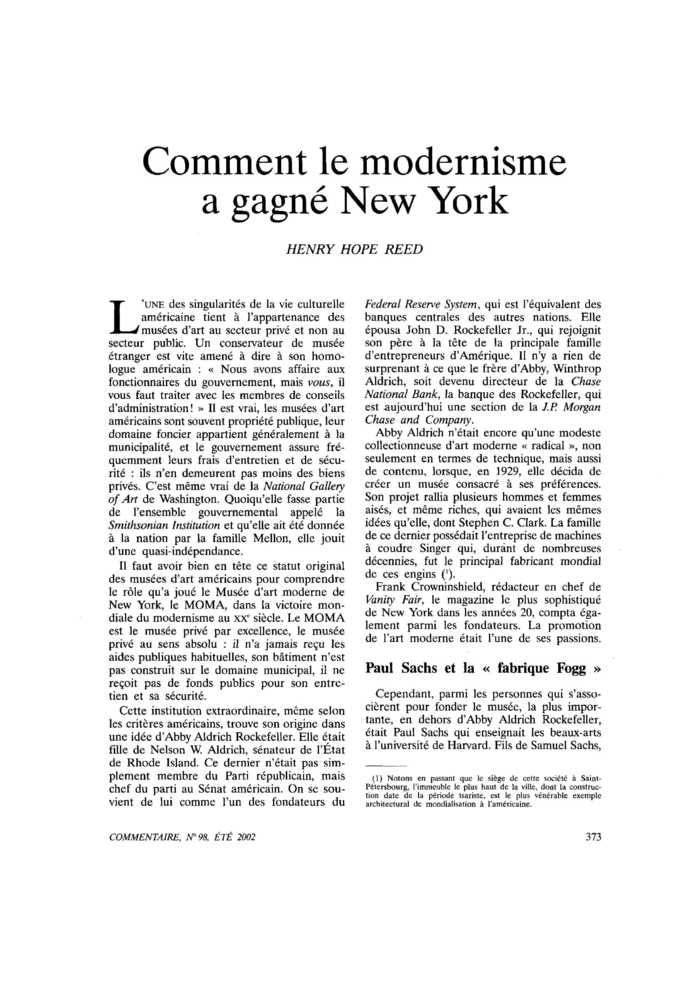 Comment le modernisme a gagné New York
 – page 1