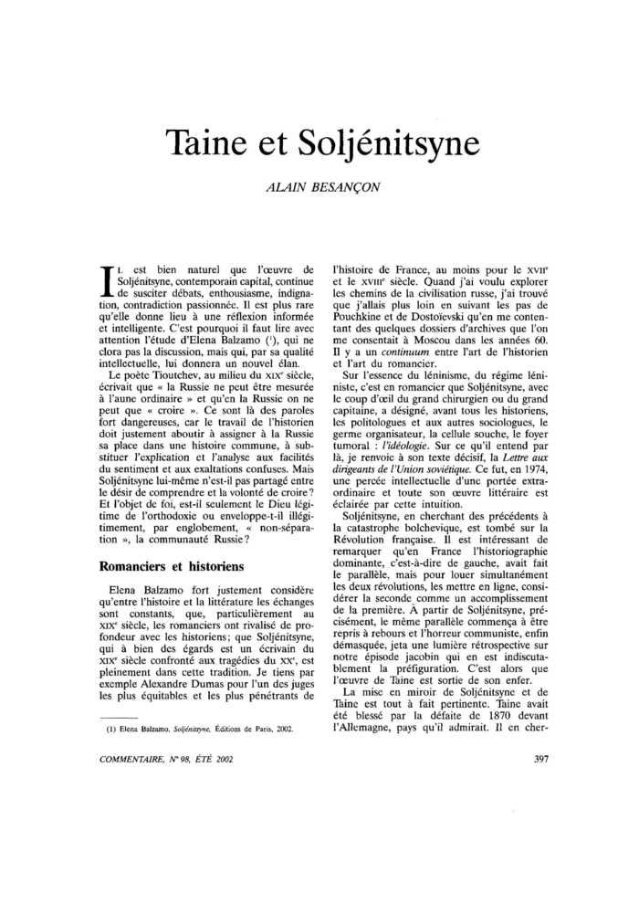 Taine et Soljénitsyne
 – page 1