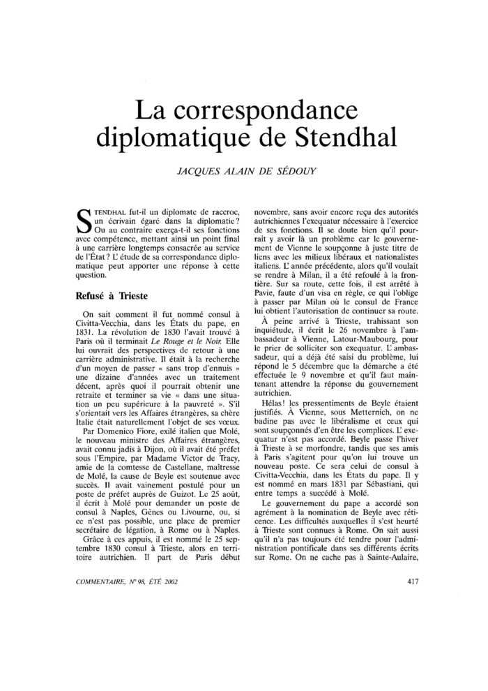 La correspondance diplomatique de Stendhal
 – page 1