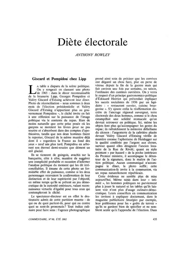 Diète électorale
 – page 1