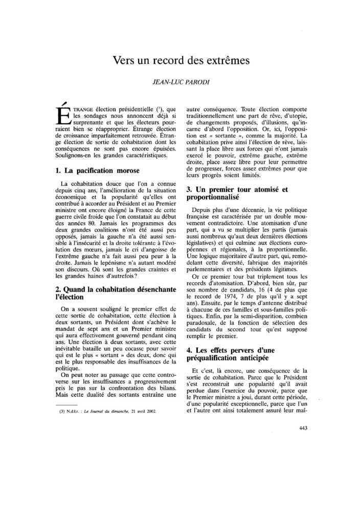 Vers un record des extrêmes
 – page 1